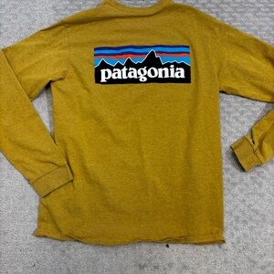 Patagonia Mens Med Long Sleeved P-6 Logo Responsibili-Tee Mustard Yellow
